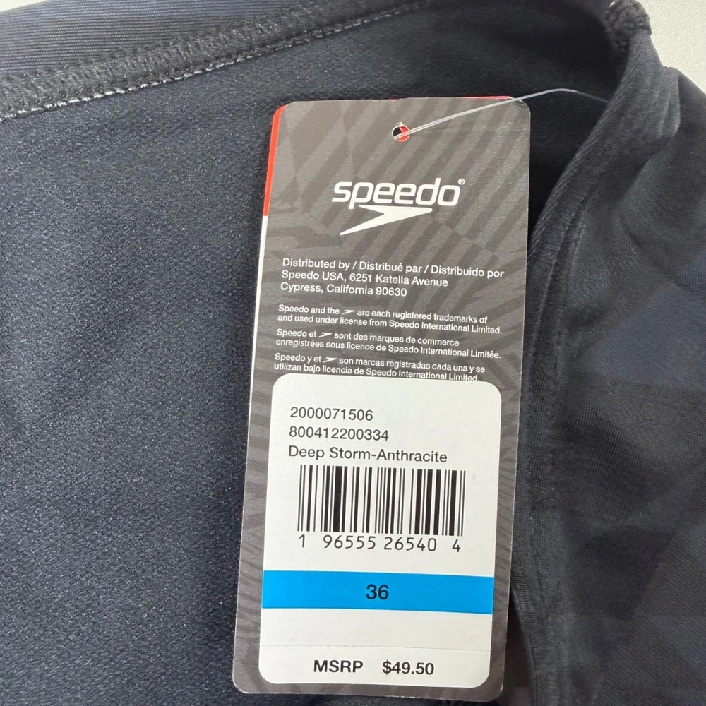 Speedo Jammer Swimsuit Men 36 Black Deep Storm Jammer Training Swim Trunks